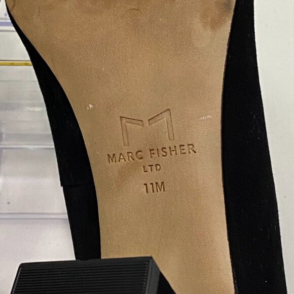 Marc Fisher LTD Black Suede Pointed Toe Block Heel Pumps Size 11M - Picture 14 of 14